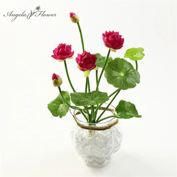 Kleine Mini-Lotus-Kunstblume, Seerose, grüne Topfpflanzen, Weihnachten, Balkon, Zuhause, Raumdekoration