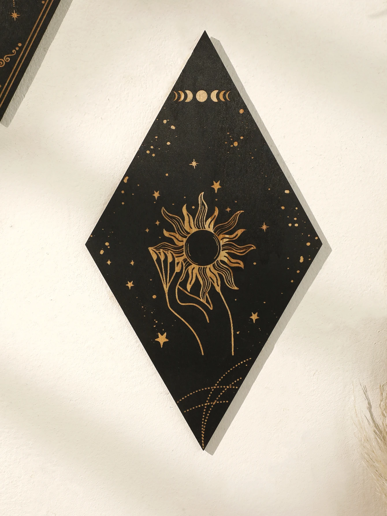Hölzerne Hexen-Wanddekoration, Gothic-Mond, Sterne, Sonnenphasen – Bild 3