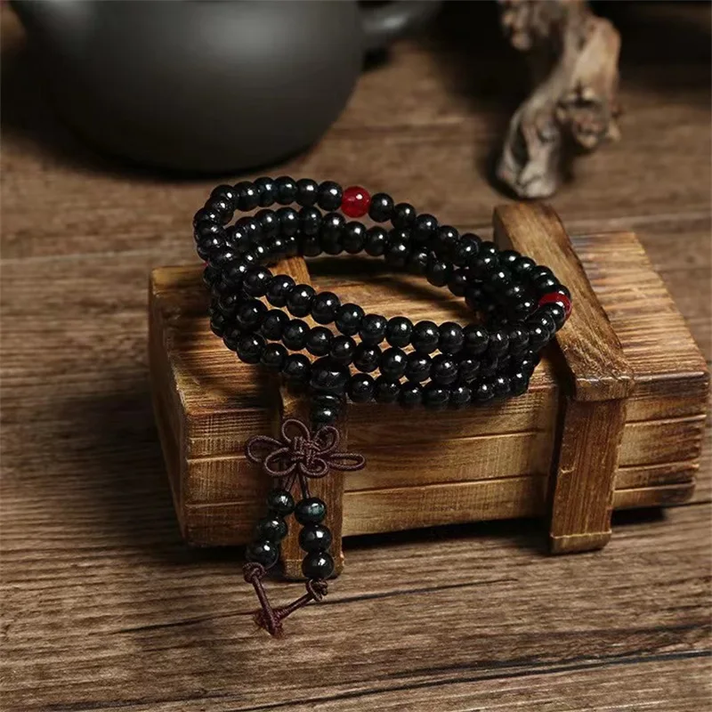Natürliches chinesisches Sandelholz, 108 Gebetsperlen, Mala-Armband, Halskette, 6 mm, buddhistischer