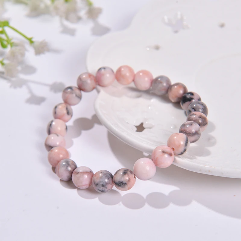 Armband mit Natursteinperlen, 8 mm, Amethyst, Kristallquarz, Achat – Bild 2