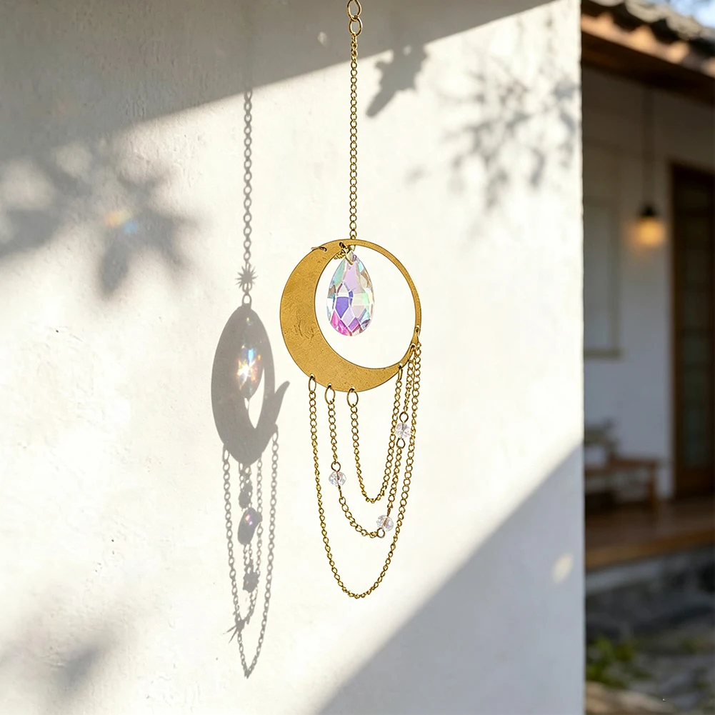 Mondförmiger Kristall-Sonnenfänger, hängendes Ornament, AB-Farbe – Bild 2