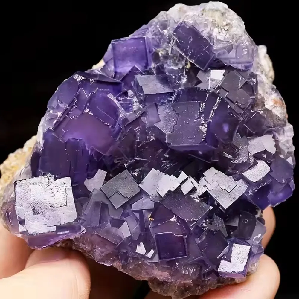 Lila Fluorit-Cluster, Natürliches Kristallexemplar, Lila Fluorit-Würfel Rohkristall, Lehrreiches