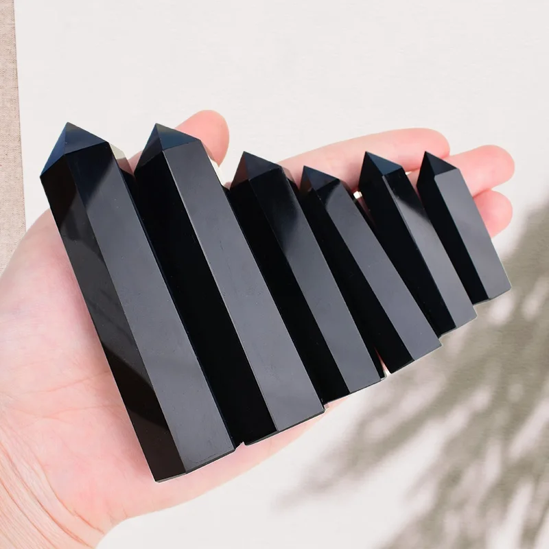 Natürlicher Obsidian-Kristall, Obelisk-Punkt, Mineralprobe – Bild 5