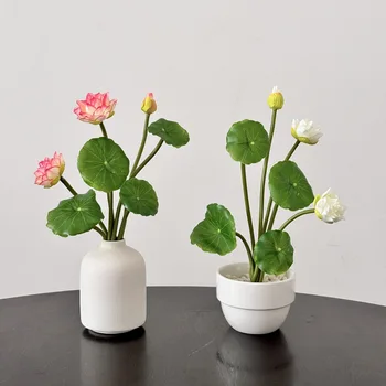 26 cm Lotus-Kunstblume, lebensechte Seerose, Mikrolandschaft für Hochzeit, Zuhause, Terrasse, Teich
