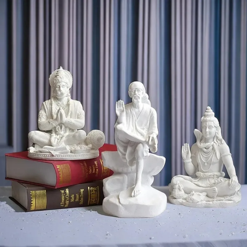 Harz indische Ganesha Shiva Gott Statue Sai Baba von Shirdi Skulptur – Bild 4