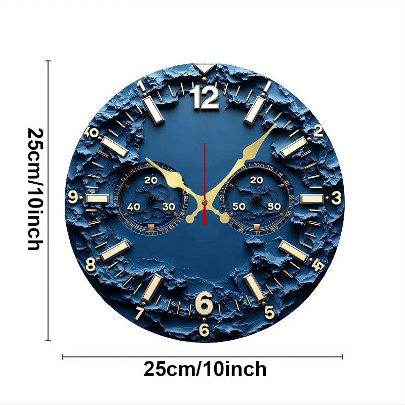 Blaue Mondphasen-Design-Wanduhr aus Holz, rund, geräuschlos, zum Aufhängen, geeignet für Wohnzimmer, Büro