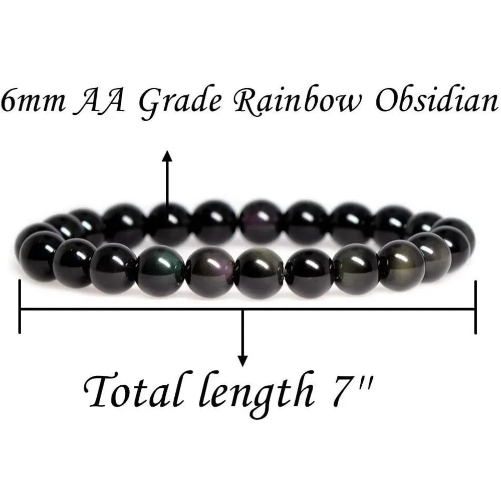 {Energie und Schutz} Obsidian-Armband, handgefertigt, elastisches – Bild 3