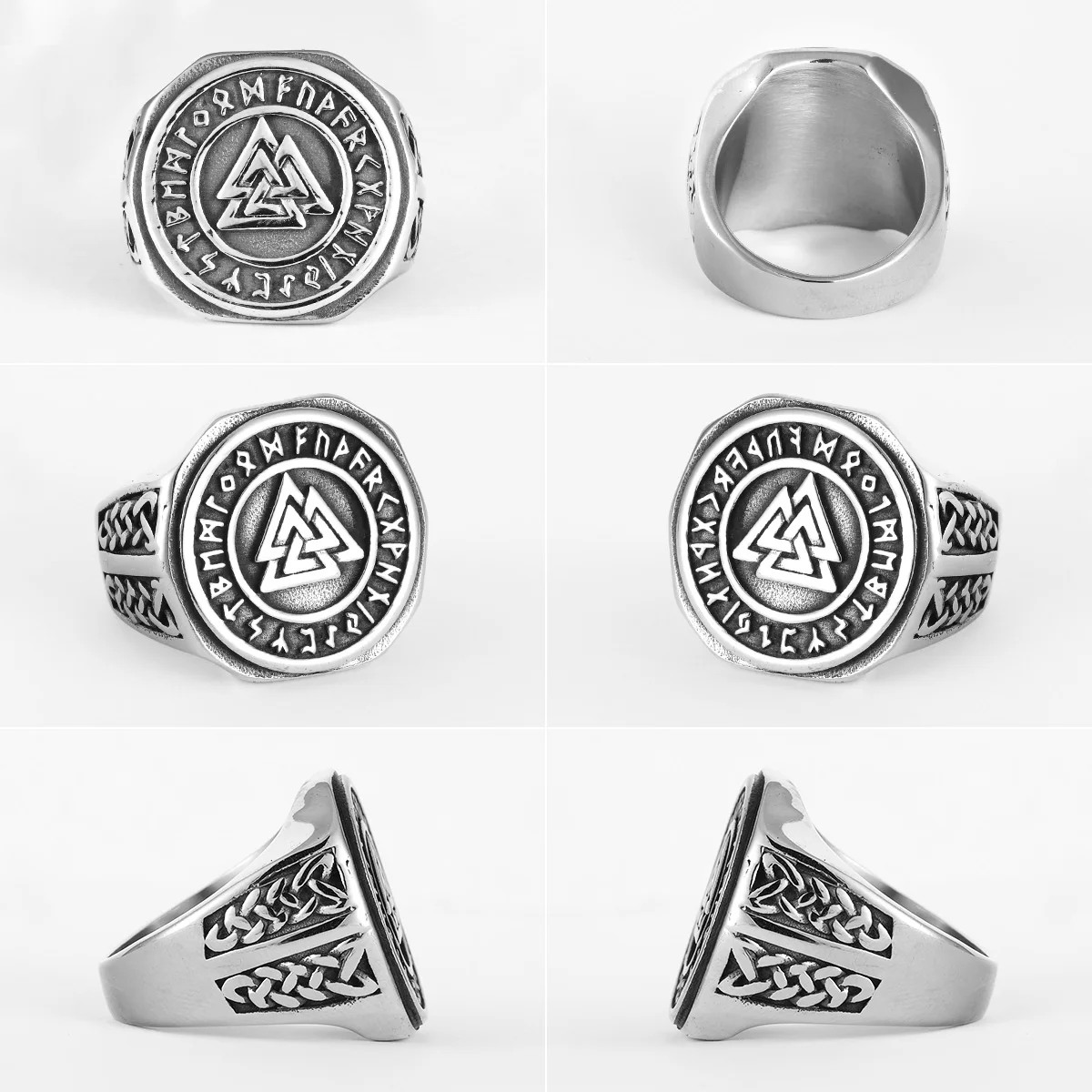 Viking Runen Odin Dreieck Männer Ringe Edelstahl Schmuck Punk Rock – Bild 5