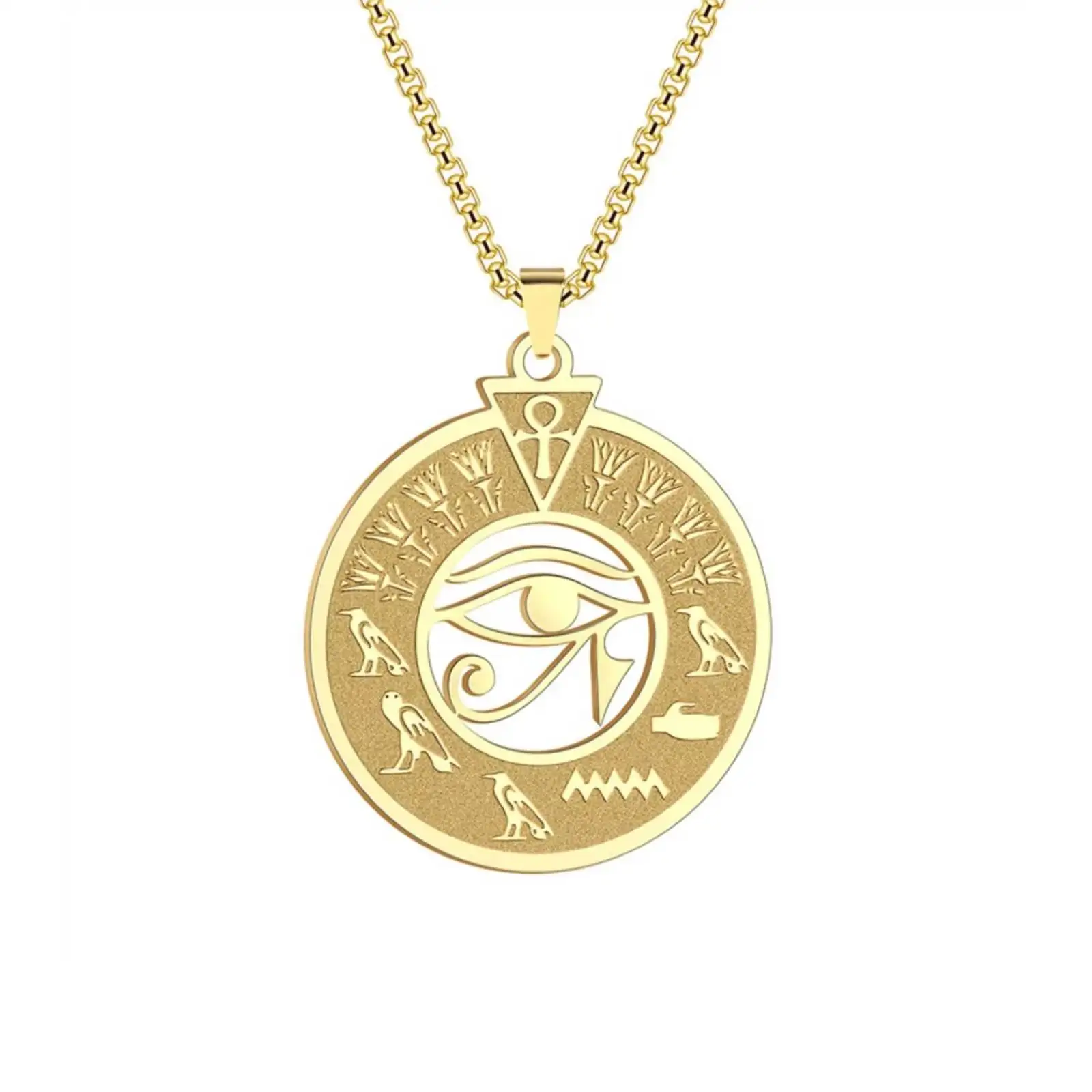 Horus-Auge Anhänger Halskette Edelstahl Altes Ägypten Ankh-Symbol Schmuck Geschenk für Männer und Frauen