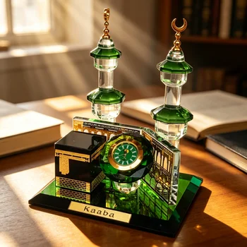 Kristall-Kaaba-Uhrenturm-Modellbausatz, Muslimisches Kristall-Vergoldetes Islamisches