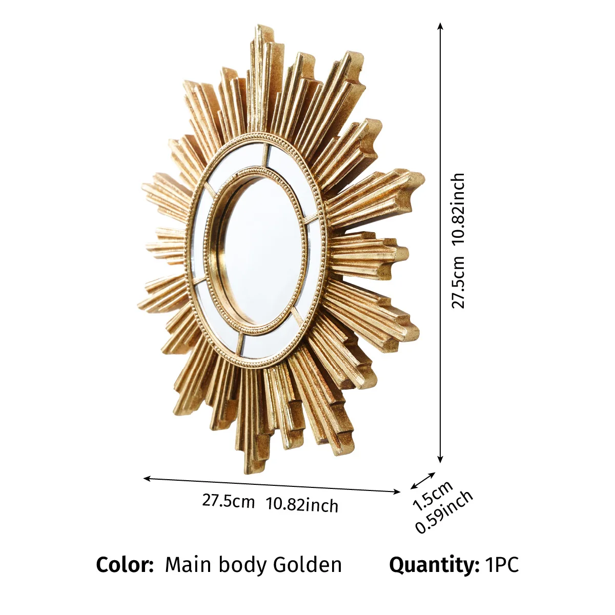 Goldener Sonnenblumen-Spiegelanhänger, geometrischer Sonnenspiegel als Wanddekoration, Raumdekorationszubehör