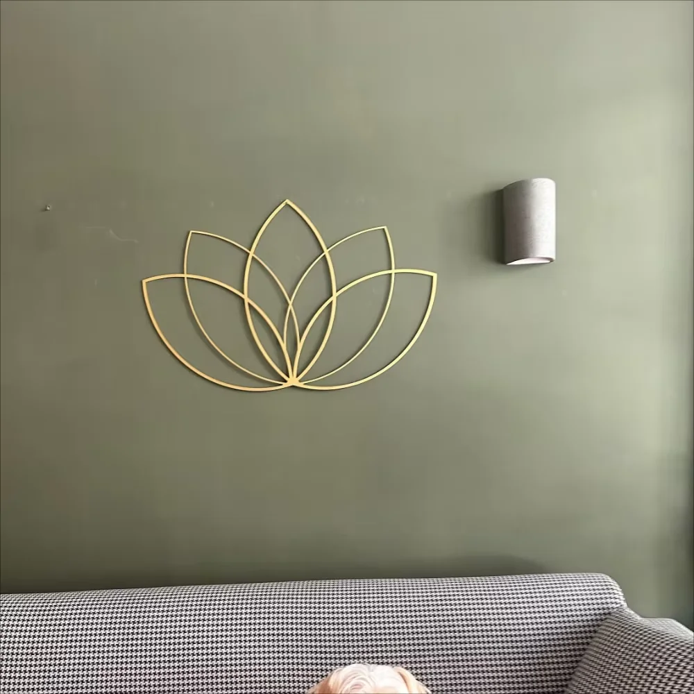 Lotus Gold Wanddekoration, Metall-Wandkunst, Yoga-Lehrer-Geschenk – Bild 5