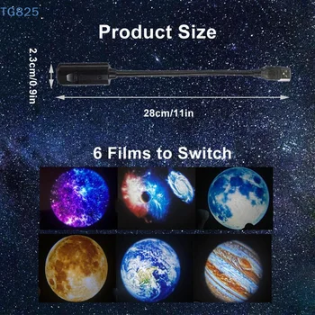 【AN】USB Mond-Erde-Projektions-Atmosphärenlicht mit 6 Filmen Sternenhimmel-Lampe Nachtlicht