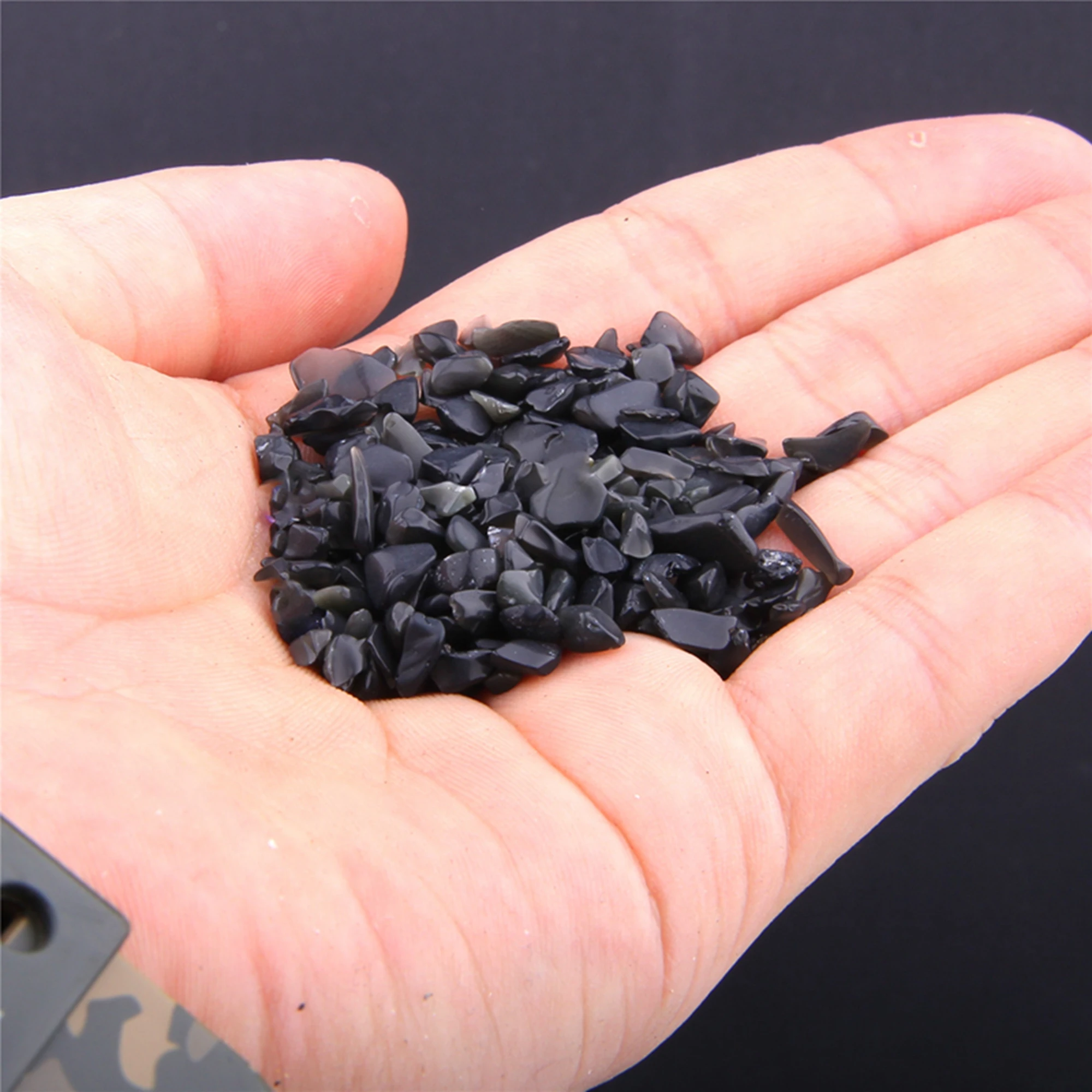 Natürliche Schwarz Obsidian Kies Stein Degauss Reinigung Mineralien – Bild 3