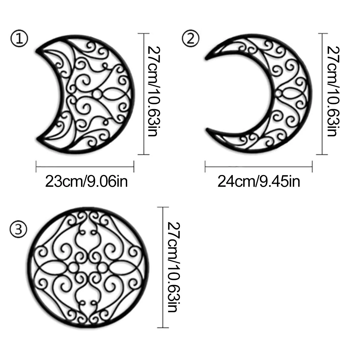 Schwarz Mond Dekoration Wand Hängen 3D Mond Phase (5 Stück) – Bild 6