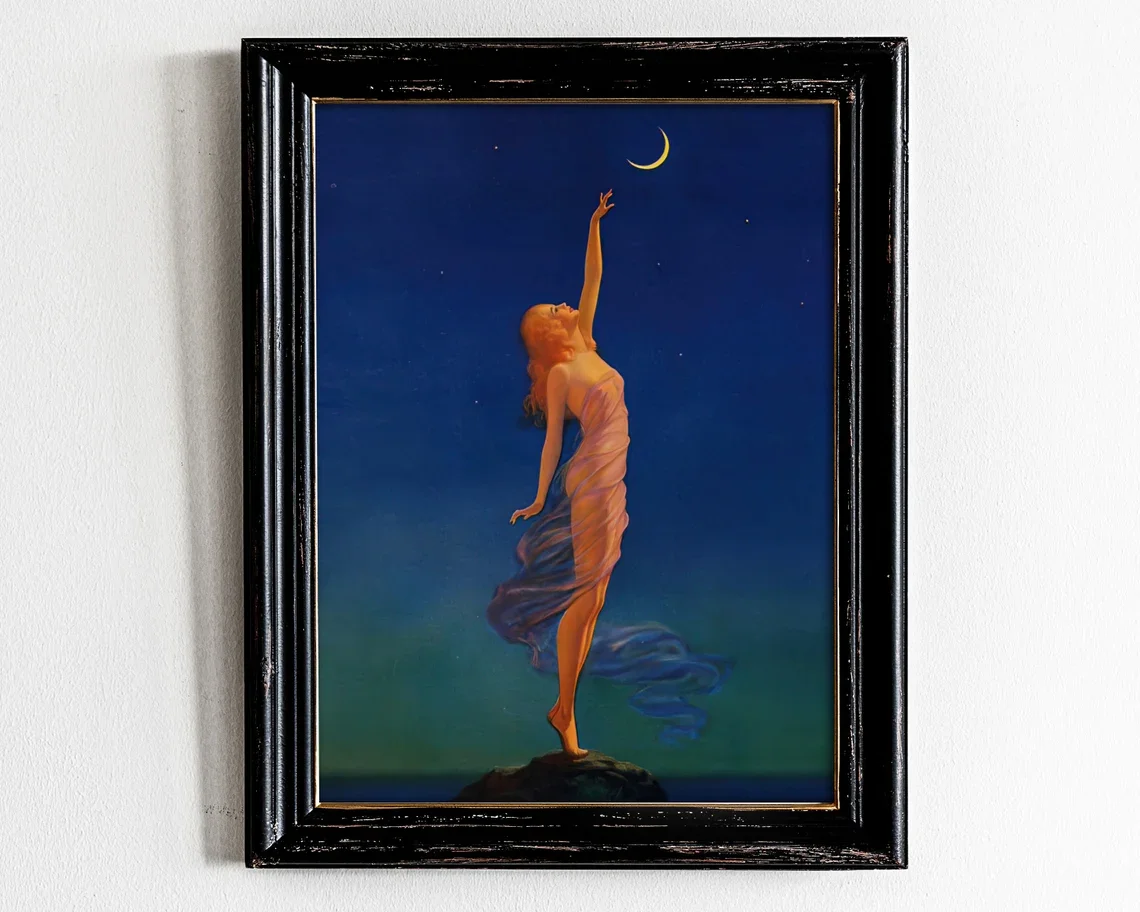 Mond-Vintage-Wanddekor-Druck - Perfektes Geschenk für Vintage-Kunstliebhaber, himmlische Hexen-Stylisten