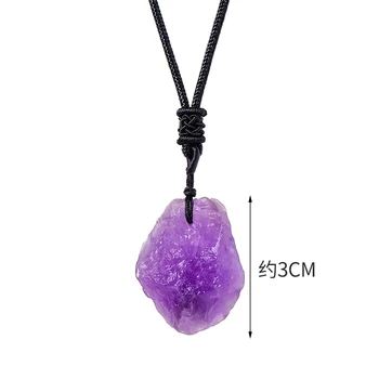 Natürlicher Kristall-Rohstein-Anhänger Handgefertigte Unregelmäßige Halskette Modische Pullover-Kette Schmuck
