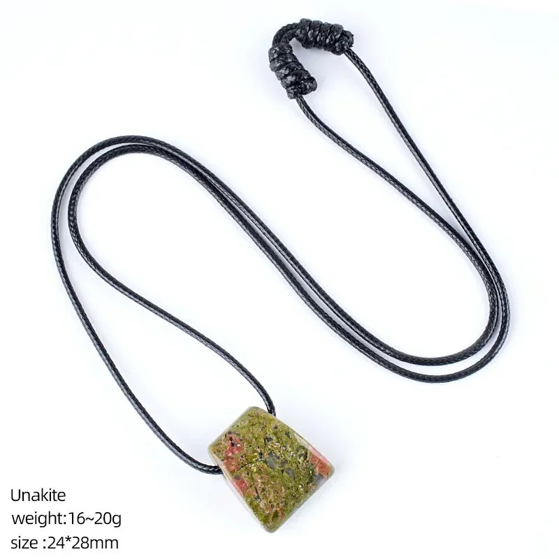 Halskette mit Anhänger aus Naturstein, Amethyst, Achat, Kristall, Choker, Charms für Damen und Herren