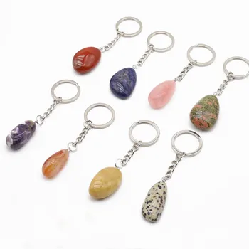 Natursteine Schlüssel bund Reiki kristalle Rosenquarz Amethyst Achat Lapis Schlüssel ring Schlüssel anhänger
