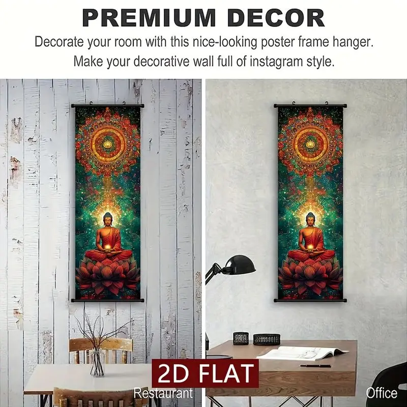 VIKAMA Roter Meditierender Buddha Lotus Wandteppich Goldener Mandala – Bild 6