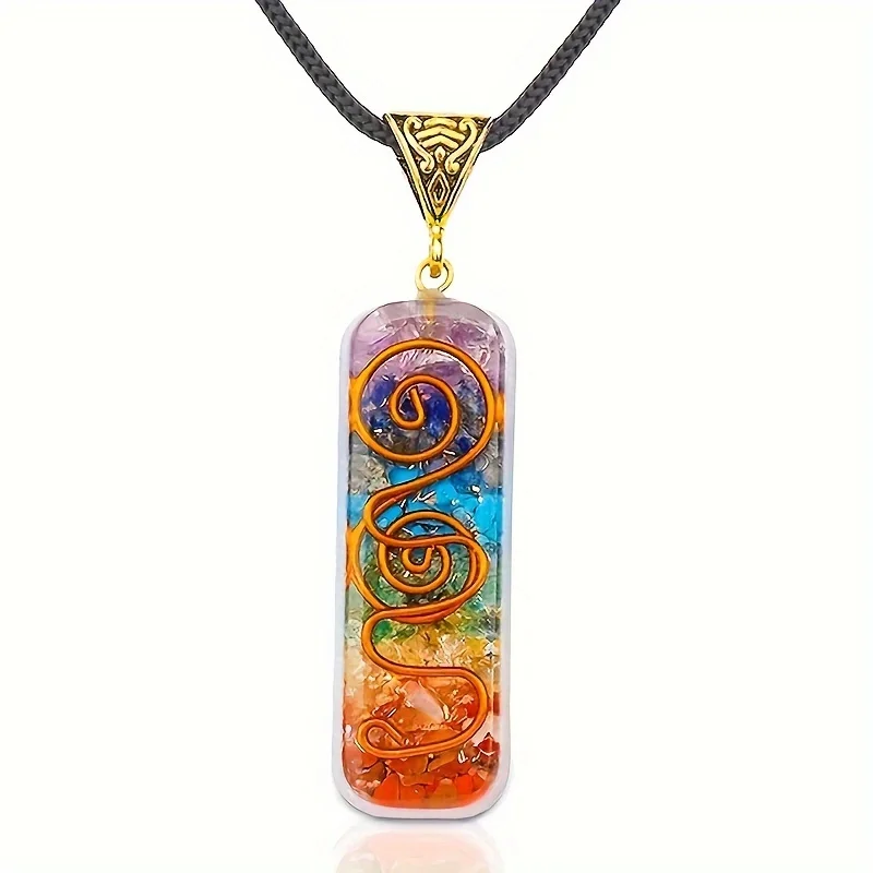 7-Chakra-Reiki-Stein-Anhänger-Halskette, Yoga-Balancierstein-Perlen-Schmuck, bunter Steinanhänger