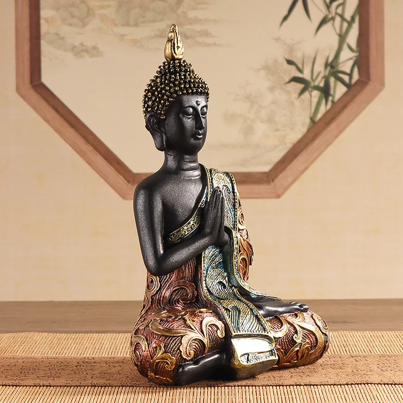 Exquisite sitzende Buddha-Statue, Skulptur, religiöses Kunstwerk – Bild 4