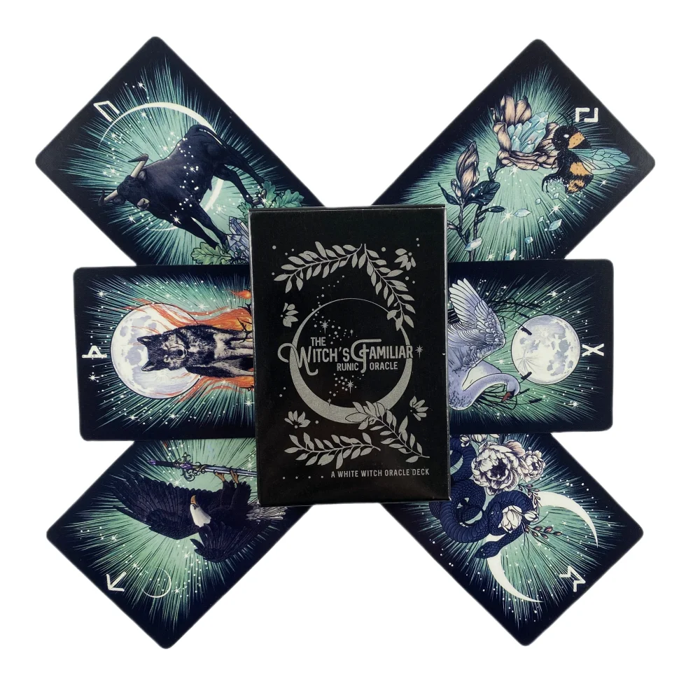 The Witch's Familiar Runic Oracle 24 Karten Indie Tarot Deck Runen Runenkarten Tier-Orakel Tier-Tarotkarten