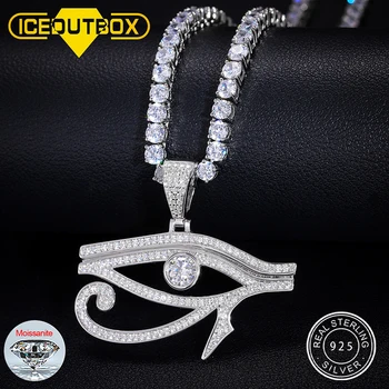 D VVS Moissanite Auge des Horus Anhänger Halskette Für Frauen Männer 925 Sterling Silber Mode Hip Hop Rock