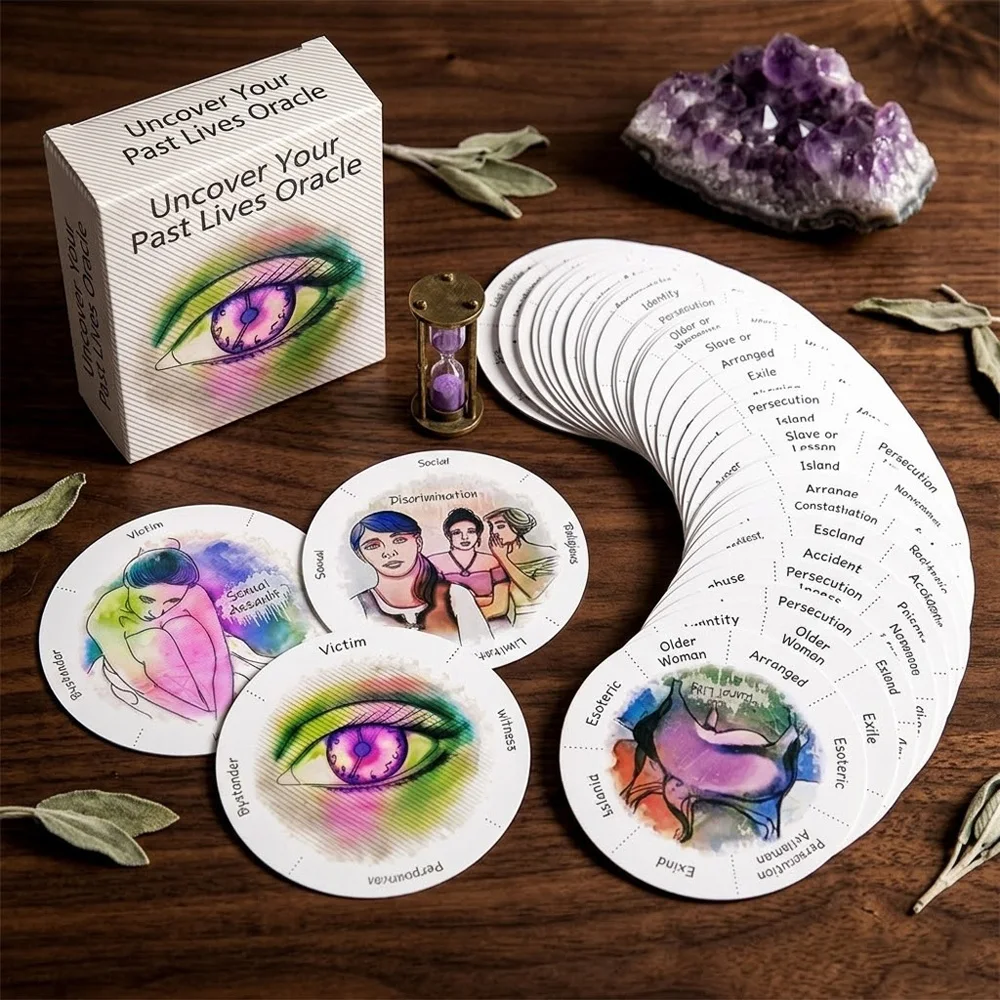 Orakelkarten zur Entdeckung Ihrer Vorgängerleben, rundes Tarot-Deck, Wahrsagewerkzeug (87 Stück)