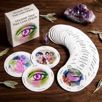 Orakelkarten zur Entdeckung Ihrer Vorgängerleben, rundes Tarot-Deck, Wahrsagewerkzeug (87 Stück)