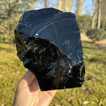 Große rohe natürliche Obsidiansteine, natürliche schwarze Obsidiansteine, natürlicher Obsidian