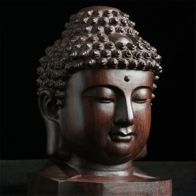 Kreative neue Buddha-Statue Holz Sakyamuni Tath agata Figur Indien Buddha Kopf Statue Handwerk dekorative