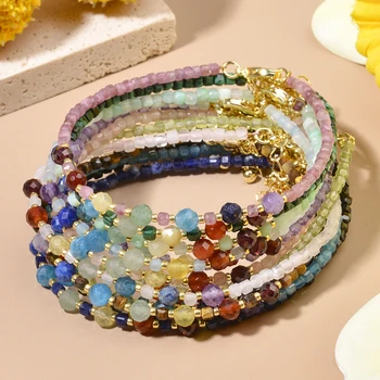 Mehrfarbige Naturstein Amethyst Schwarzer Spinell Facettierte Würfel und 7 Chakra Perlen Verstellbare