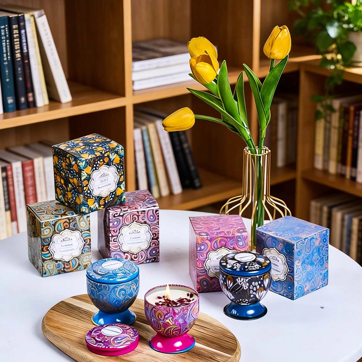 Kelch Blumen Duftkerzenbox Rose Lavendel Duftkerzen Glas Rauchfrei – Bild 6
