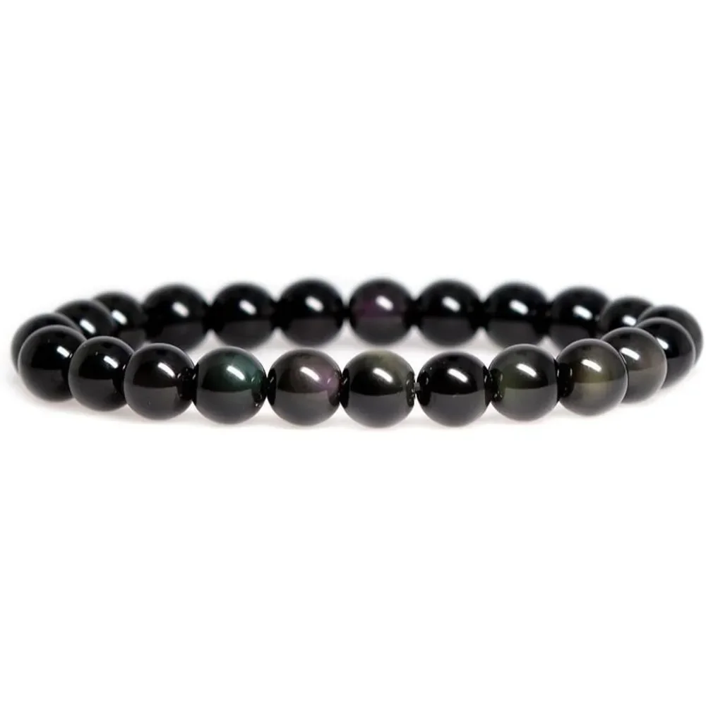 {Energie und Schutz} Obsidian-Armband, handgefertigt, elastisches Armband aus natürlichen Edelsteinen