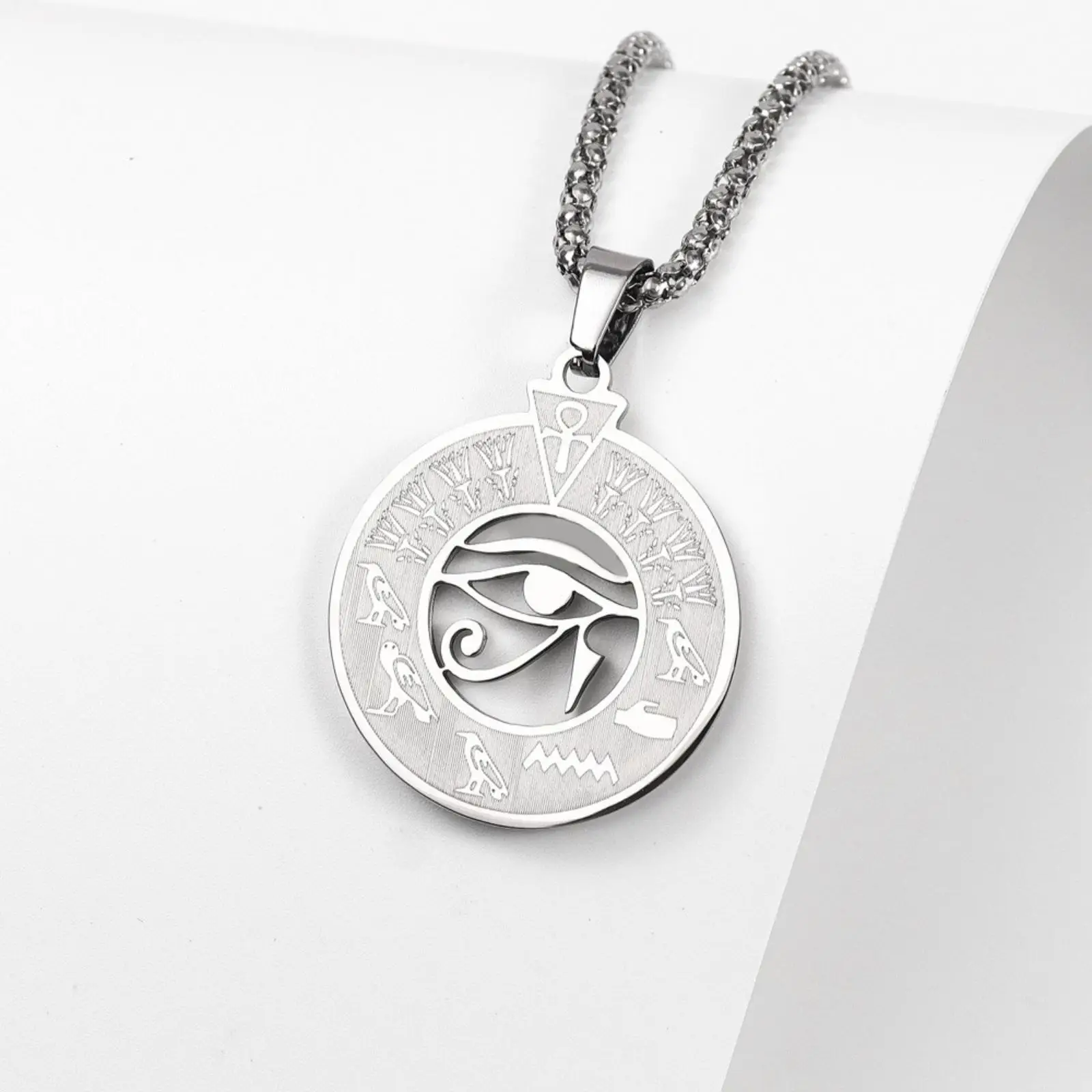 Horus-Auge Anhänger Halskette Edelstahl Altes Ägypten Ankh-Symbol Schmuck Geschenk für Männer und Frauen