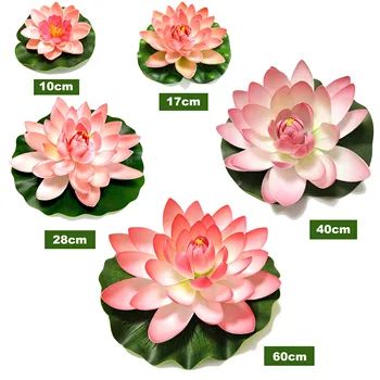 10/17/28/40/60 cm Lotus Künstliche Blume Schwimmende Gefälschte Lotus Pflanze Lebensechte Seerose Micro