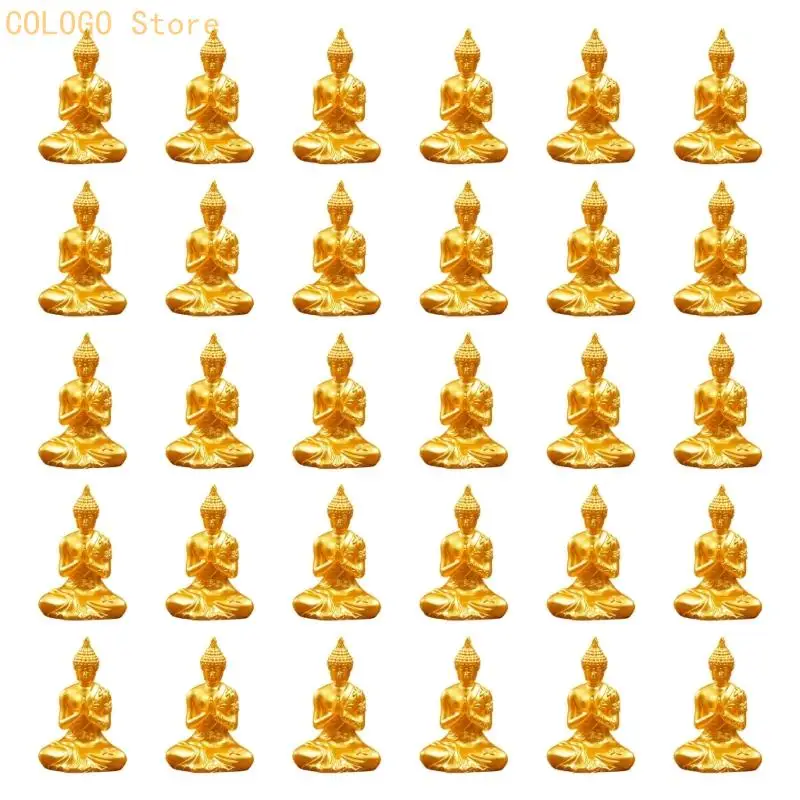 Kleine Sakyamuni-Statuen aus Kunstharz, große Mini-Gold-Buddhas-Statuen, Ornament-Kollektionen D0LD