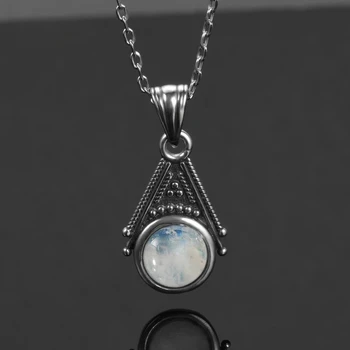 Natürliche Mondstein Anhänger Halskette für Frauen S925 Silber Edlen Schmuck Geschenk Klassische Vintage