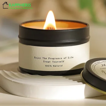 Luxuriöse duftende Aromatische Kerzen aus schwarzem Zinn, dekorative Kerzen für Zuhause mit Woodwick