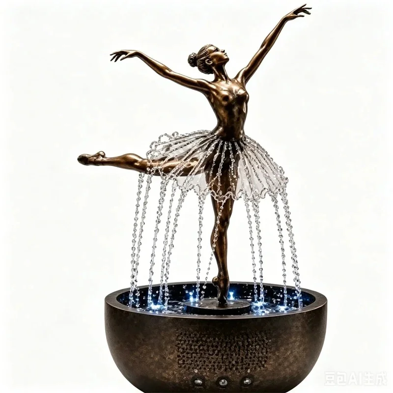 Eleganter Ballerina-Tischbrunnen im Vintage-Bronze-Stil – Bild 5