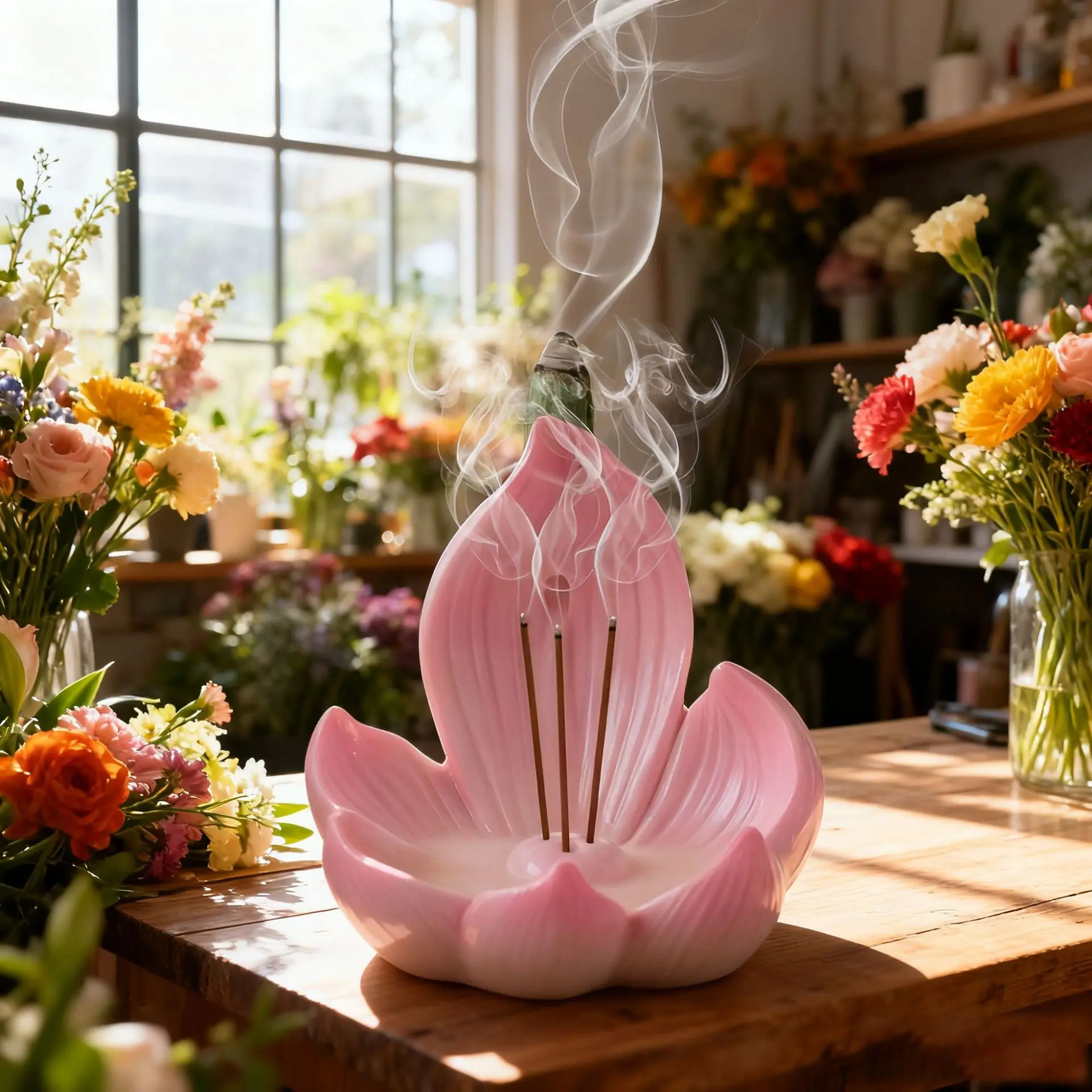 Harz-Lotus-Räucherstäbchenhalter für Räucherstäbchen, handgefertigter rosa Blumen-Räucheraschenfänger