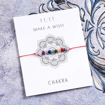 Chakra-Wunsch-Armband, natürliche 7-Chakra-Kristalle, Yoga, Reiki-Stein, Schmuck, Damen und Herren