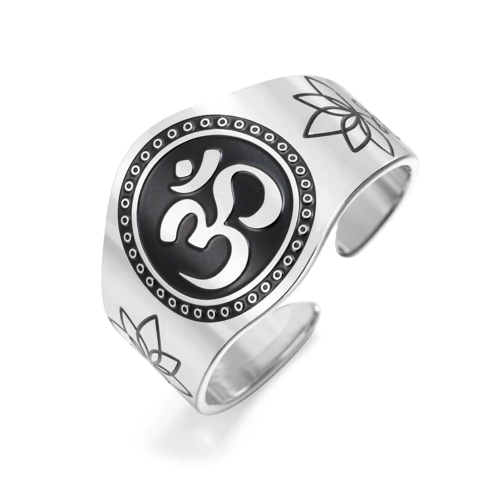 Unalome OM Symbol Ring Spirituelles Mantra Yoga Meditation Verstellbarer Fingerring für Frauen Männer