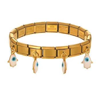 Evil Eye Hamsa Hand Italienische Charms 9mm Anhänger Modulares Armband Edelstahl Glücksbringer Schutz