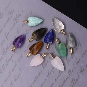 Facettierte Naturstein-Herzform-Anhänger, Amethyst, schwarzer Achat, Rosenquarz, Charms, handgefertigt