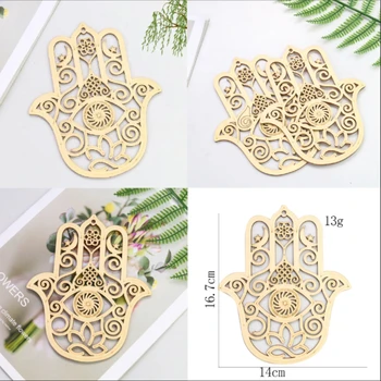 Hölzerne Hamsa-Hand Wanddekoration Böser Blick Schutzengel Fatima Hand Wanddeko Mond Stern Lotus Mandala