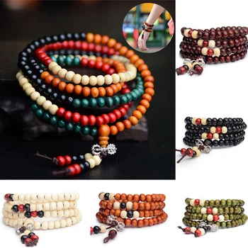 Gebets perlen Mala 108 Perlen Armbänder 8mm natürliche Sandelholz buddhistische Buddha Rosenkranz Perlen
