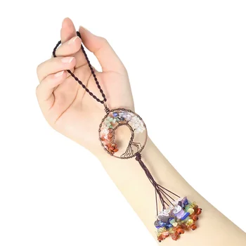 Natürliche Kristall Halbedelstein Baum des Lebens Quaste Anhänger Talisman Hause Garten Hängen Schmuck