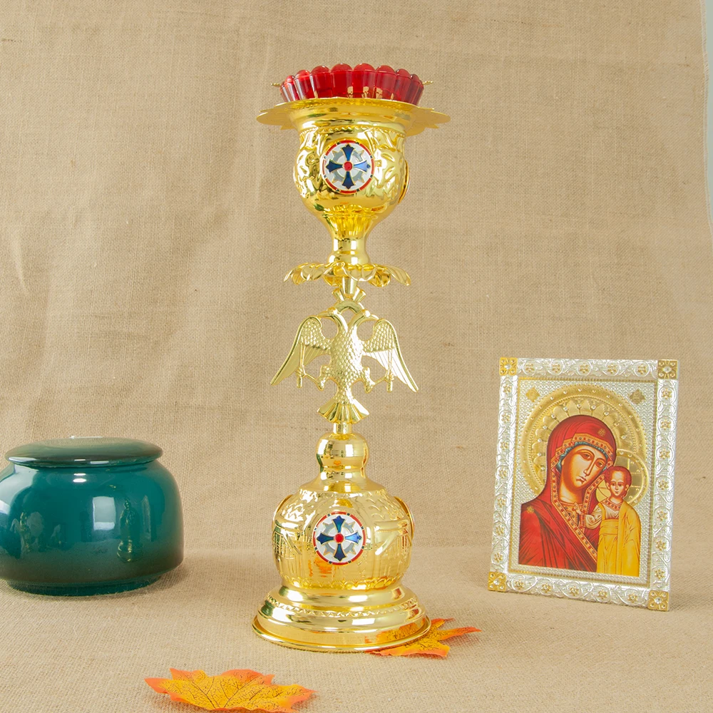 Orthodoxe Kirche Glorious Vigil Lampe Vergoldeter Kerzenhalter Idealer Religionsartikel Tischkerzenständer